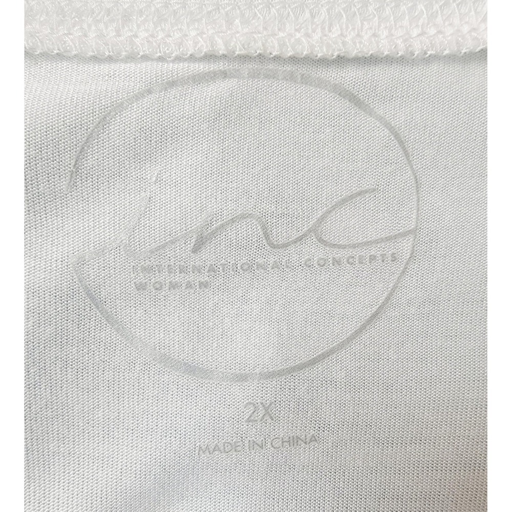 INC International Concepts 2X White Sequin Elephant T-Shirt Top - Picture 9 of 10